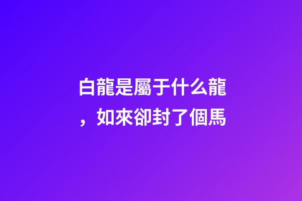 白龍是屬于什么龍，如來卻封了個馬-第1張-觀點-玄機派