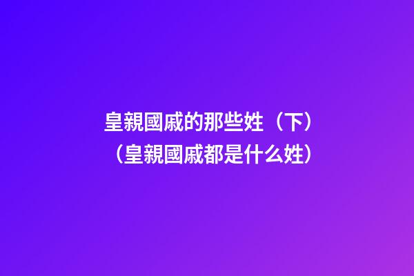 皇親國戚的那些姓（下）（皇親國戚都是什么姓）