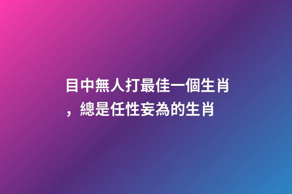 目中無人打最佳一個生肖，總是任性妄為的生肖
