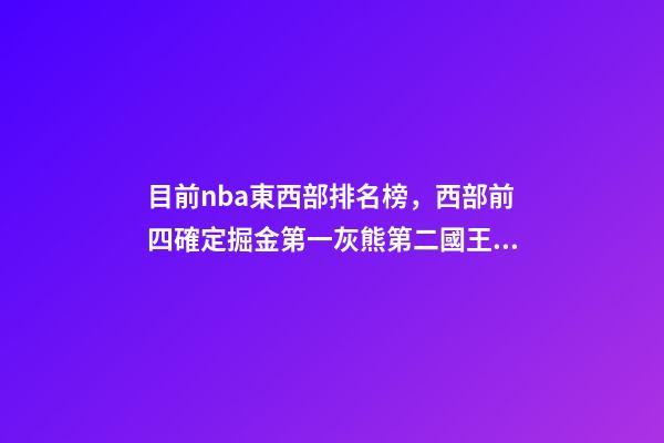 目前nba東西部排名榜，西部前四確定掘金第一灰熊第二國王第三太陽第四-第1張-觀點-玄機派