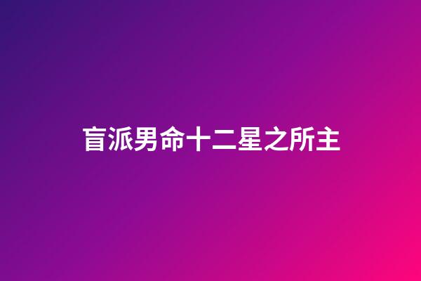 盲派男命十二星之所主