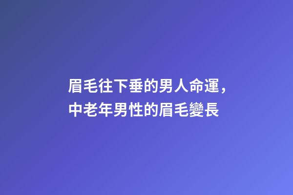 眉毛往下垂的男人命運，中老年男性的眉毛變長-第1張-觀點-玄機派
