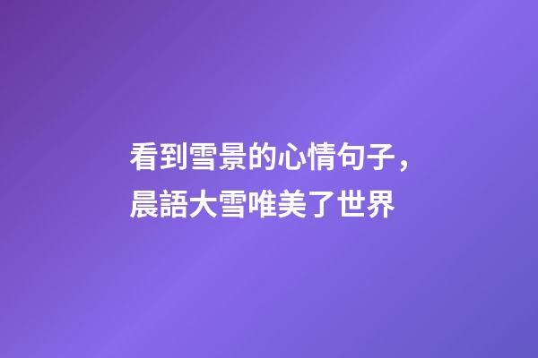 看到雪景的心情句子，晨語大雪唯美了世界-第1張-觀點-玄機派