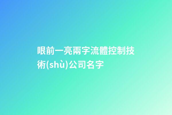 眼前一亮兩字流體控制技術(shù)公司名字-第1張-公司起名-玄機(jī)派