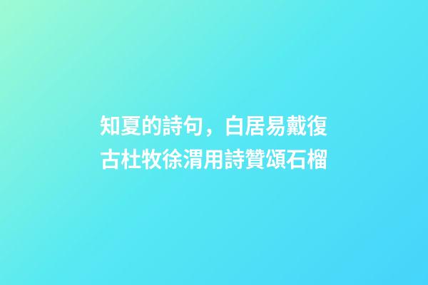 知夏的詩句，白居易戴復古杜牧徐渭用詩贊頌石榴-第1張-觀點-玄機派