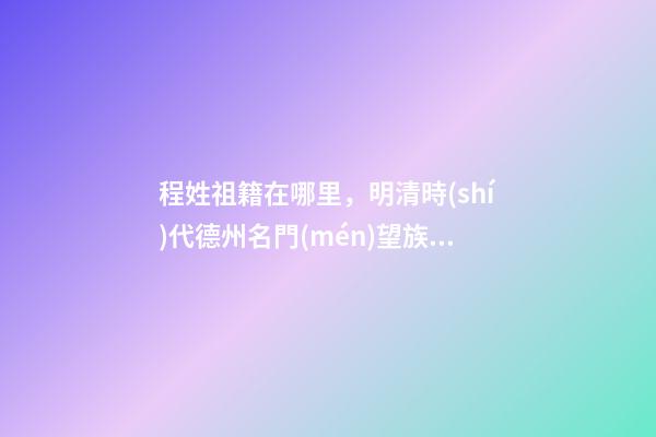 程姓祖籍在哪里，明清時(shí)代德州名門(mén)望族程氏與前、后園村的來(lái)歷-第1張-觀點(diǎn)-玄機(jī)派