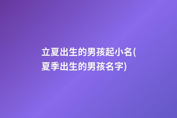 立夏出生的男孩起小名(夏季出生的男孩名字)