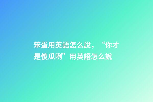 笨蛋用英語怎么說，“你才是傻瓜咧”用英語怎么說-第1張-觀點(diǎn)-玄機(jī)派