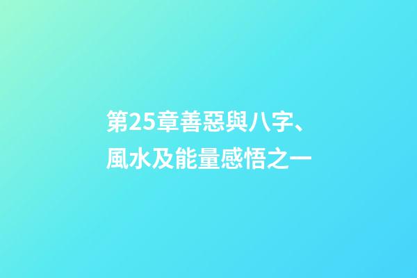 第25章善惡與八字、風水及能量感悟之一