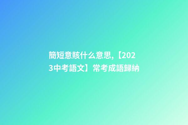 簡短意賅什么意思,【2023中考語文】常考成語歸納(3)-第1張-觀點-玄機派