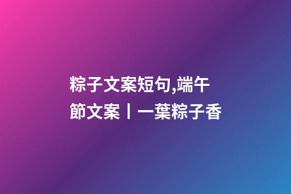 粽子文案短句,端午節文案丨一葉粽子香-第1張-觀點-玄機派