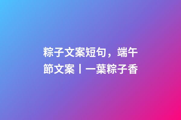 粽子文案短句，端午節文案丨一葉粽子香-第1張-觀點-玄機派