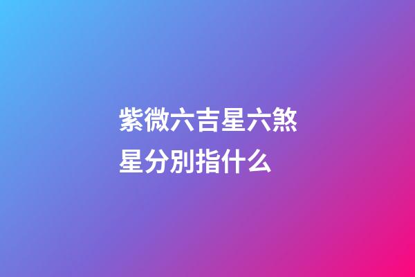 紫微六吉星六煞星分別指什么