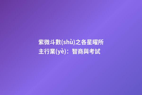 紫微斗數(shù)之各星曜所主行業(yè)：智商與考試