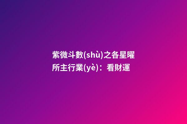 紫微斗數(shù)之各星曜所主行業(yè)：看財運