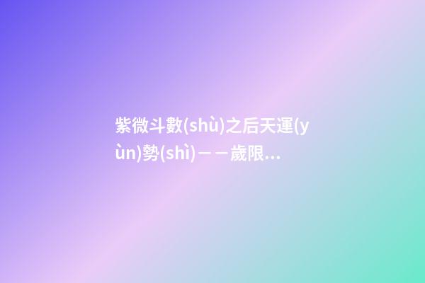 紫微斗數(shù)之后天運(yùn)勢(shì)－－歲限的分析推斷：看流年