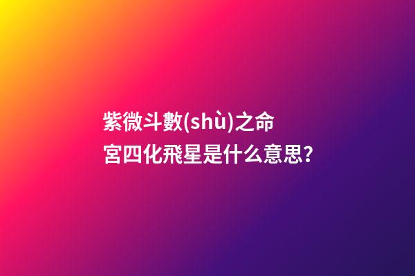 紫微斗數(shù)之命宮四化飛星是什么意思？