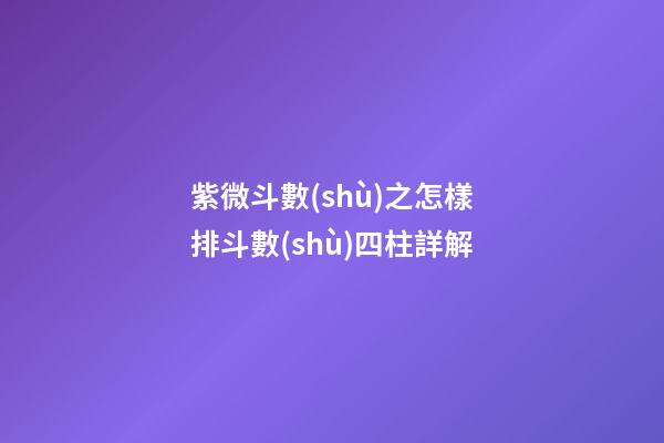 紫微斗數(shù)之怎樣排斗數(shù)四柱詳解