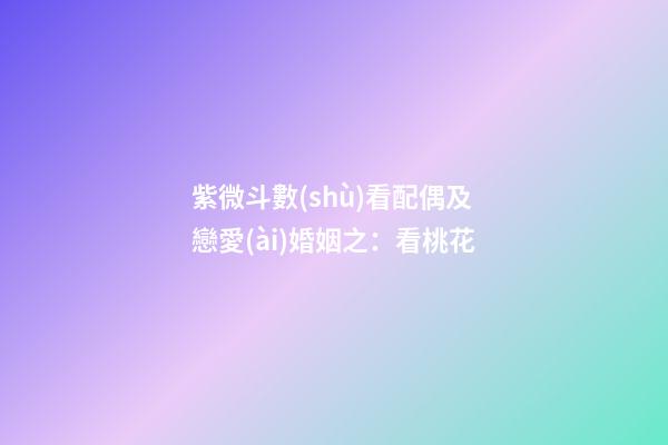 紫微斗數(shù)看配偶及戀愛(ài)婚姻之：看桃花