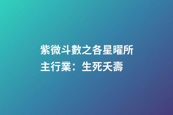 紫微斗數之各星曜所主行業：生死夭壽