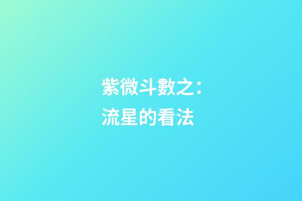 紫微斗數之：流星的看法