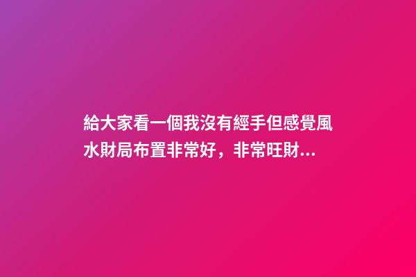 給大家看一個我沒有經手但感覺風水財局布置非常好，非常旺財的地