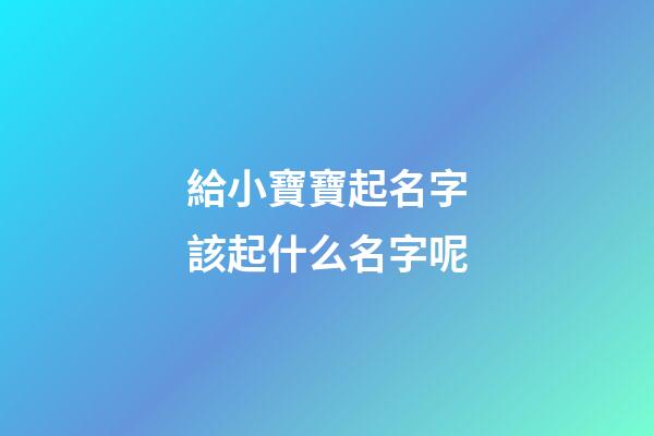 給小寶寶起名字該起什么名字呢(給小寶寶起什么名字好聽)-第1張-寶寶起名-玄機派