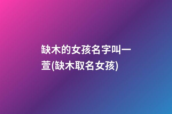 缺木的女孩名字叫一萱(缺木取名女孩)