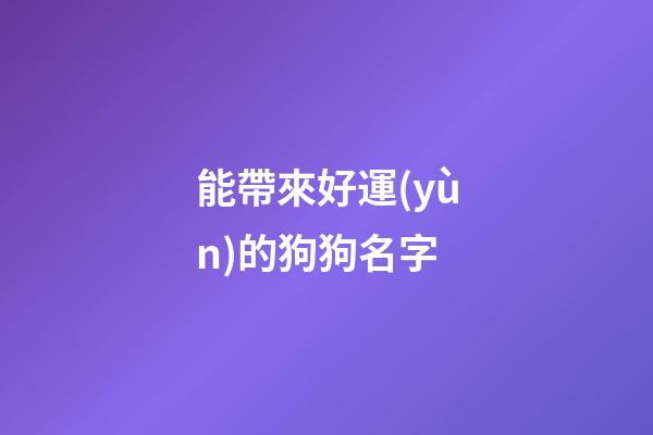 能帶來好運(yùn)的狗狗名字