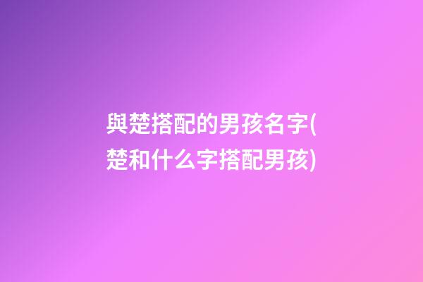 與楚搭配的男孩名字(楚和什么字搭配男孩)