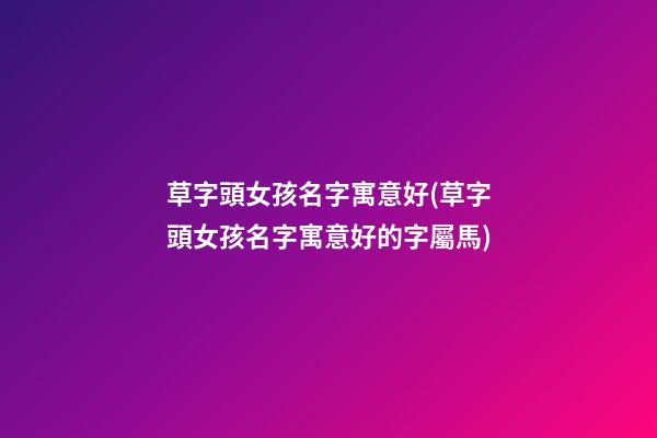 草字頭女孩名字寓意好(草字頭女孩名字寓意好的字屬馬)
