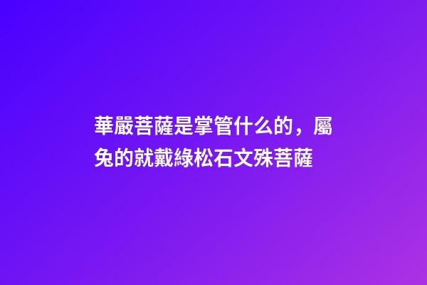 華嚴菩薩是掌管什么的，屬兔的就戴綠松石文殊菩薩-第1張-觀點-玄機派