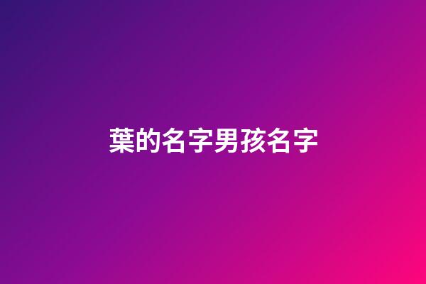 葉的名字男孩名字(葉的名字男孩名字寓意)-第1張-男孩起名-玄機派