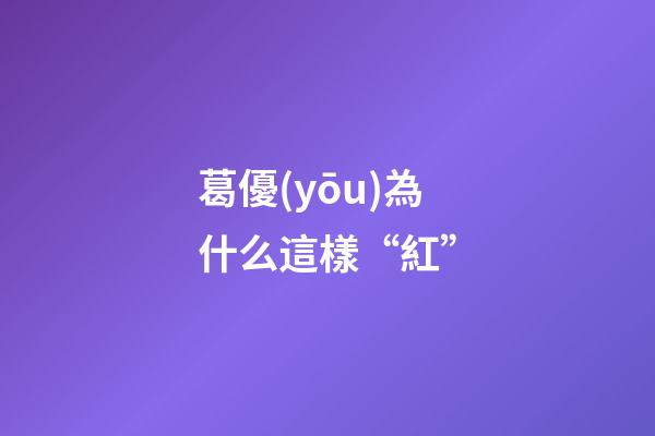 葛優(yōu)為什么這樣“紅”