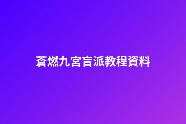 蒼燃九宮盲派教程.資料
