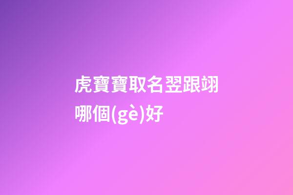 虎寶寶取名翌跟翊哪個(gè)好(虎寶寶有福氣的乳名)-第1張-寶寶起名-玄機(jī)派