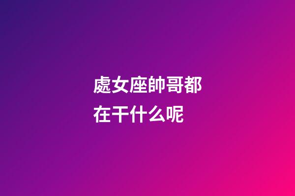 處女座帥哥都在干什么呢-第1張-星座運勢-玄機派