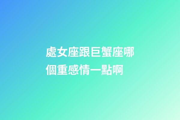 處女座跟巨蟹座哪個重感情一點啊-第1張-星座運勢-玄機派