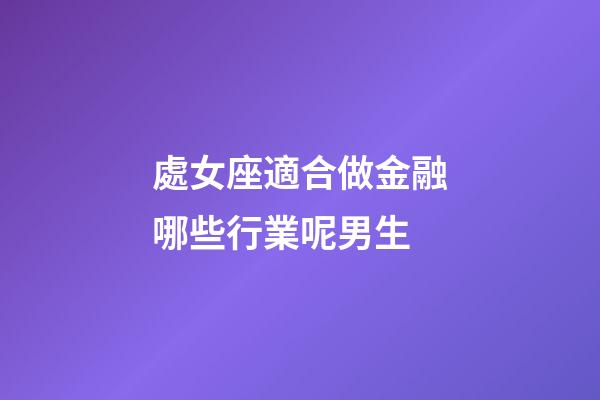 處女座適合做金融哪些行業呢男生-第1張-星座運勢-玄機派
