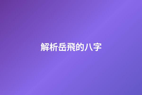 解析岳飛的八字