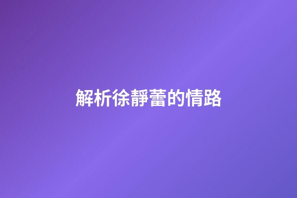 解析徐靜蕾的情路