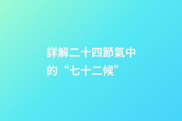 詳解二十四節氣中的“七十二候”