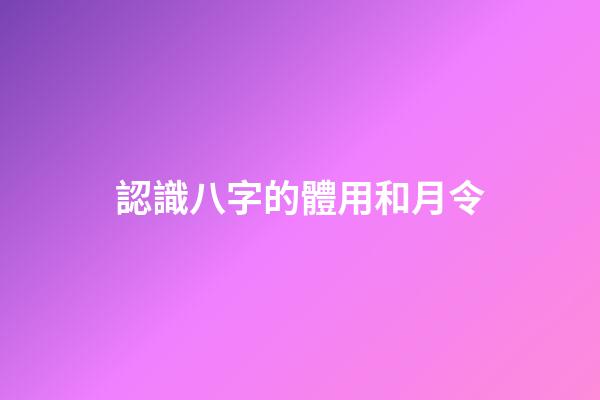 認識八字的體用和月令