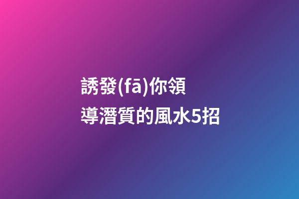 誘發(fā)你領導潛質的風水5招
