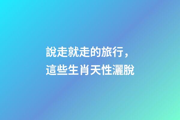 說走就走的旅行，這些生肖天性灑脫