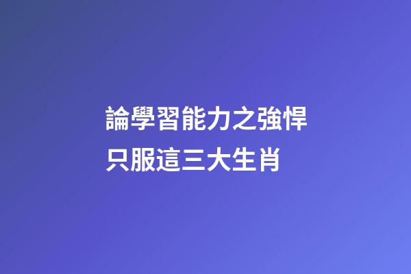 論學習能力之強悍只服這三大生肖
