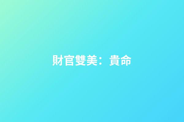 財官雙美：貴命