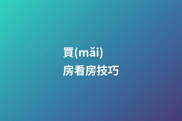 買(mǎi)房看房技巧