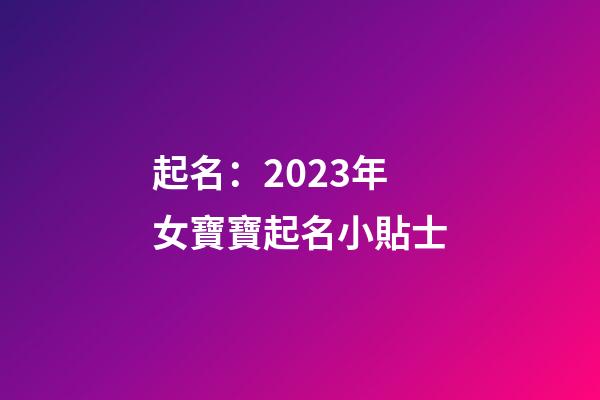 起名：2023年女寶寶起名小貼士