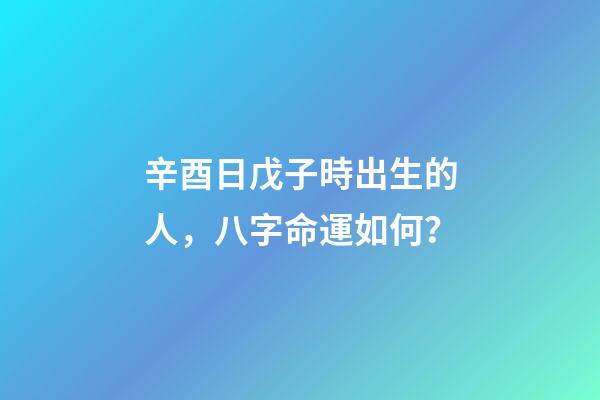 辛酉日戊子時出生的人，八字命運如何？